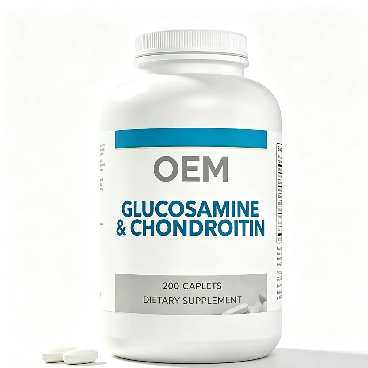 OEM Glucosamine and Chondroitin Caplets 200 Counts Large White Plastic Bottle Dietary Supplement